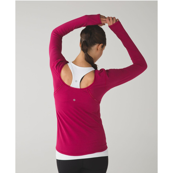 RARE Lululemon Boat Neck Slim Long Sleeve Tee Berry 10 NWOT - Picture 3 of 13
